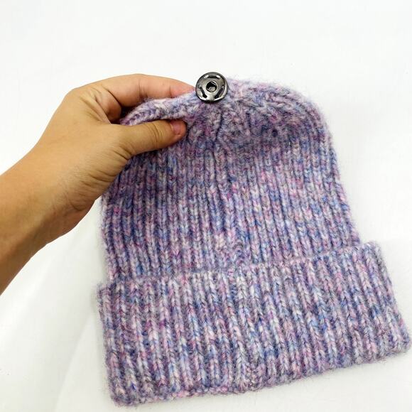 Anthropologie purple ribbed beanie - Picture 3 of 6